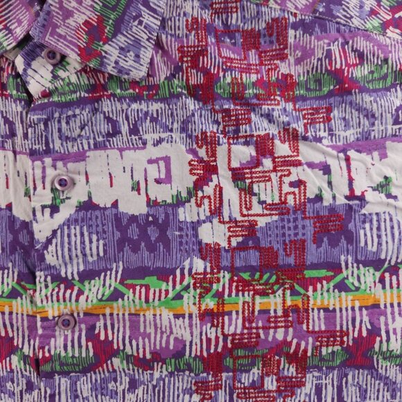 Robert Graham Purple White Geometric Modal Cotton Polyester Short Sleeve Large - Picture 13 of 16